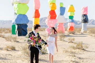 California Desert, Seven Magic Mountains and Las Vegas Sign
