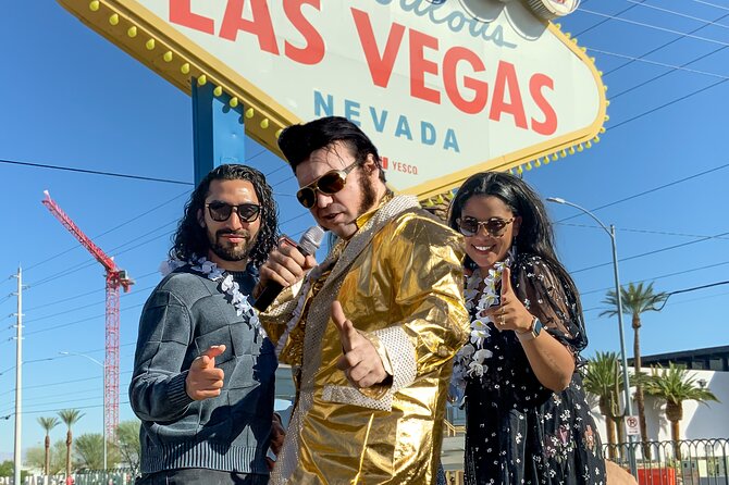 Gold Elvis Wedding or Vow Renewal at Las Vegas Sign - North side vows, then a first dance with Elvis