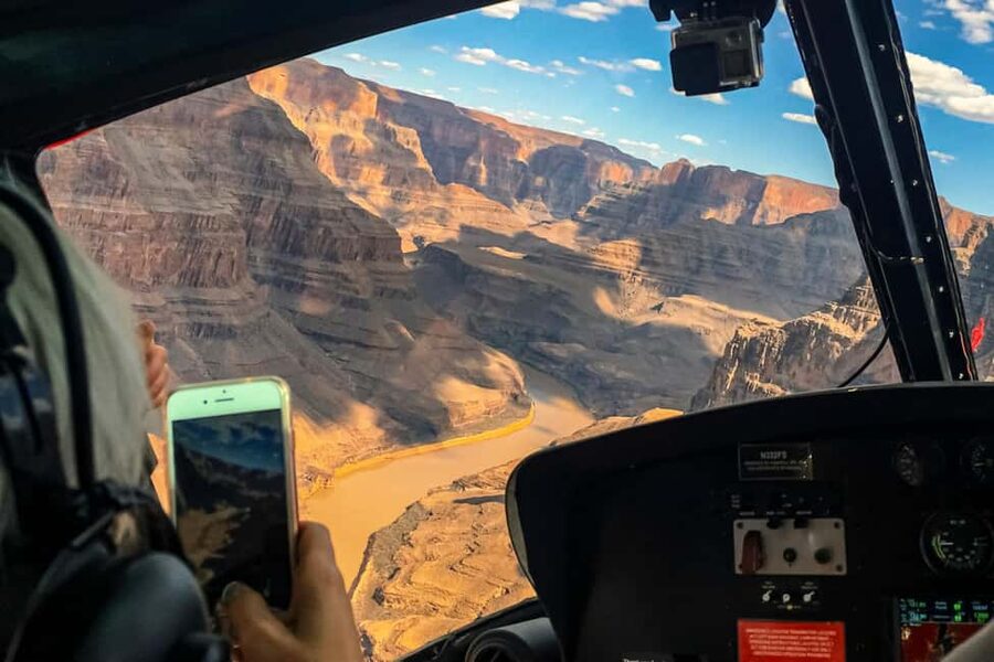 Grand Canyon Helicopter Flight & Hoover Dam River Float Raft - The Grand Canyon from a forward-facing helicopter seat
