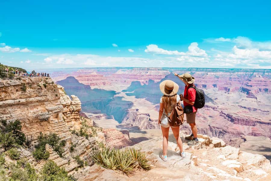 Grand Canyon National Park Day Tour from Las Vegas - Bright Angel Lodge and the first canyon views