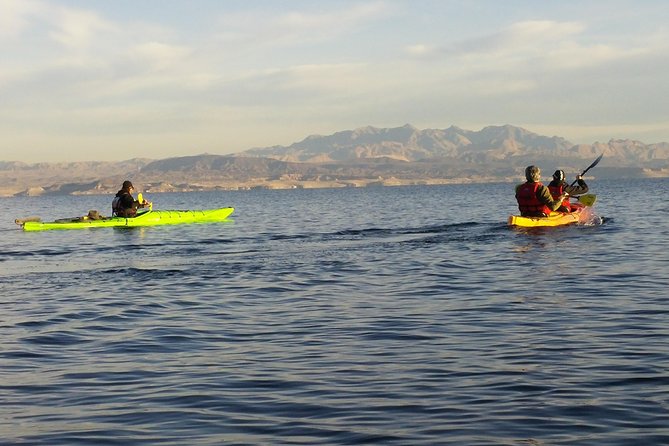 Lake Mead Kayak Adventure for All Skill Levels from Las Vegas - Getting set up in a performance kayak