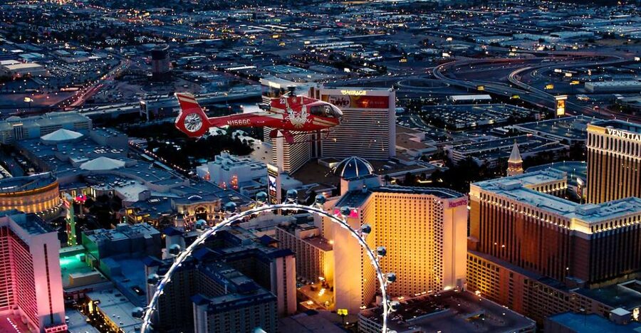 Las Vegas: Night Helicopter Flight over Las Vegas Strip - What happens at the terminal on Koval Lane