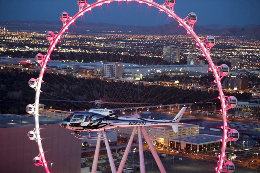 Las Vegas: Nighttime Helicopter Flight over the Strip - High Roller, Sphere, and The STRAT