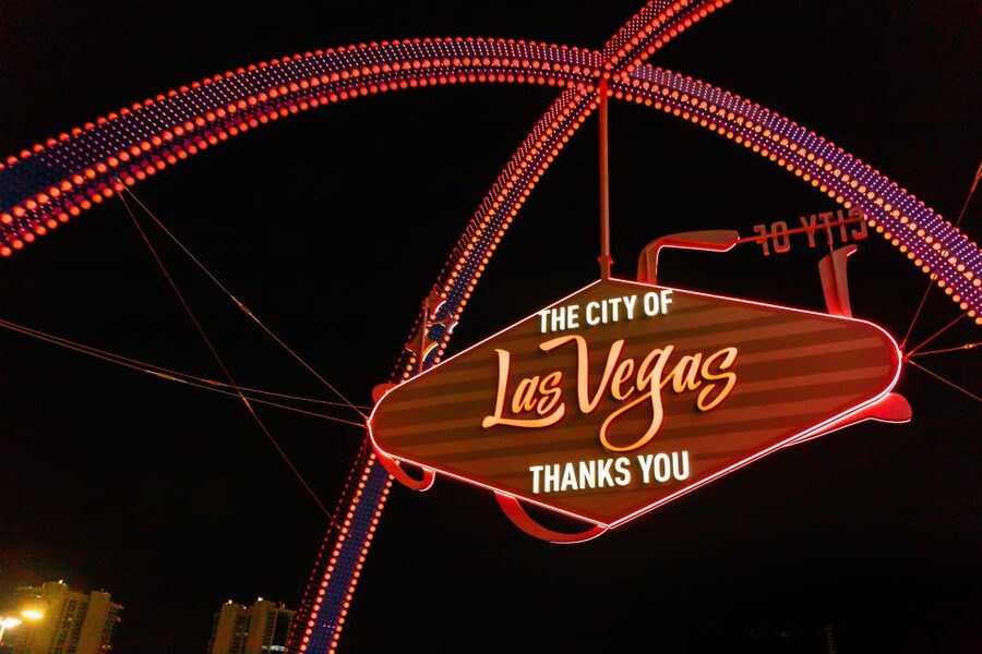 Las Vegas: Sightseeing Night Tour by Open-top Bus - The welcome sign and the far end of the route