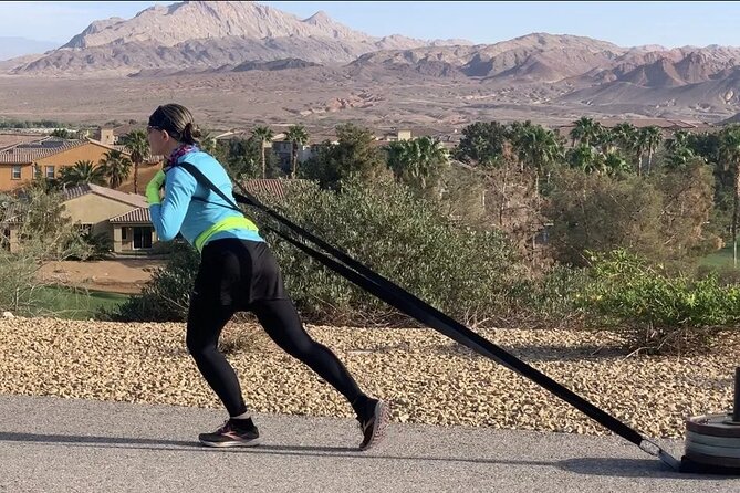 Outdoor Obstacle Course with Scenic Vegas Skyline in Henderson - Tires and sledgehammers for a more physical challenge