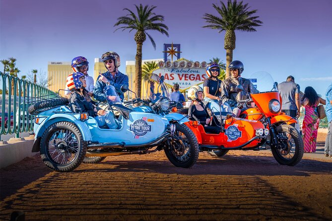 Private 1-Hour Las Vegas Strip Tour by Vintage Sidecar - The Welcome to Fabulous Las Vegas sign in five minutes